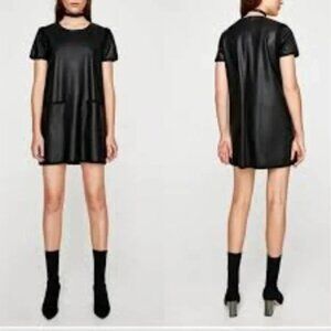Chic Black Faux Leather Dress